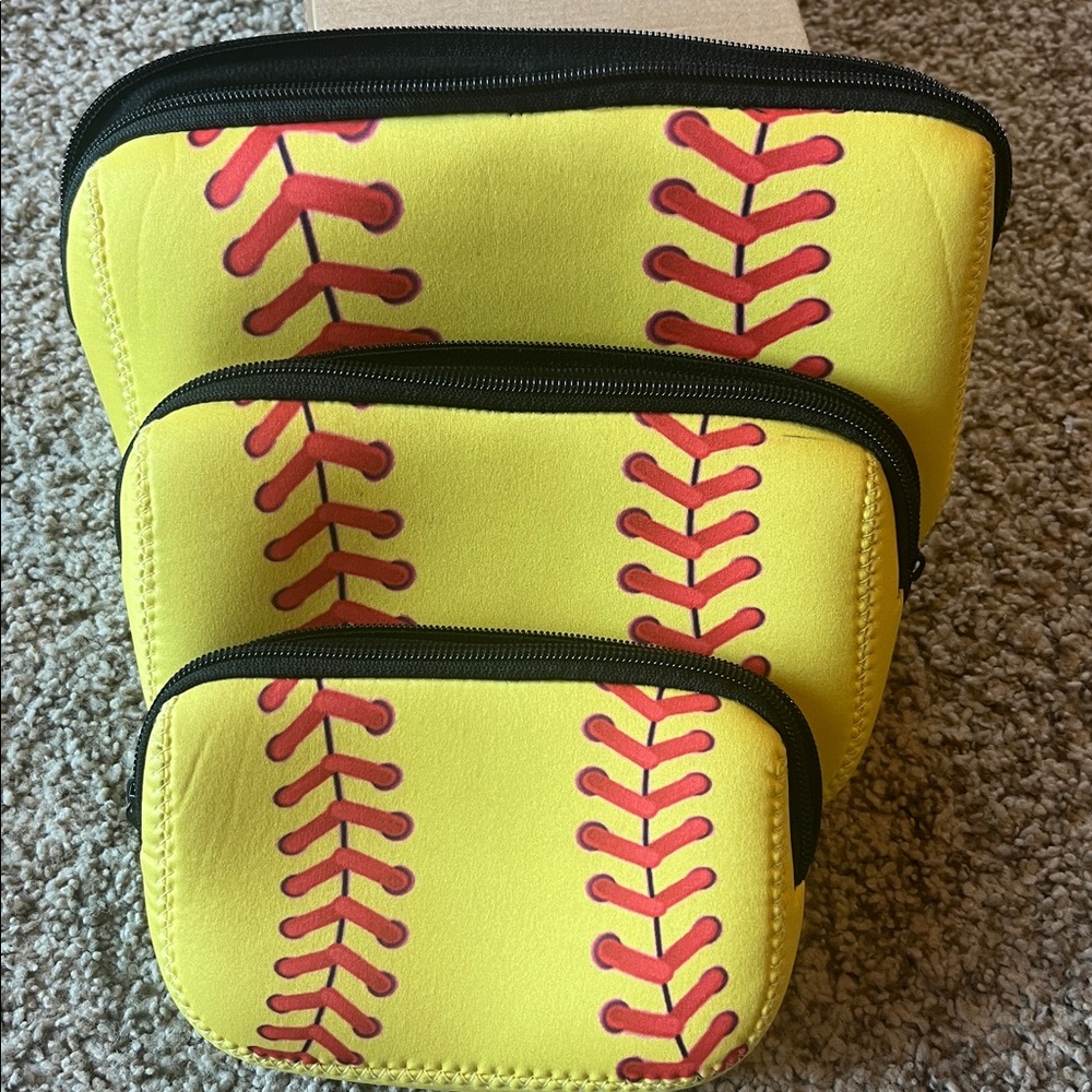 Neoprene softball Cosmetic Bags Set